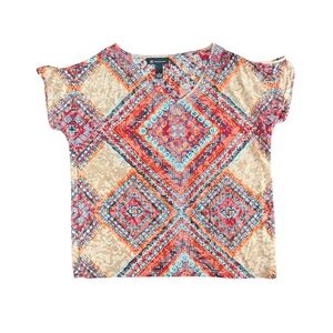 Sheer Open-Shoulder Geometric Women’s Top